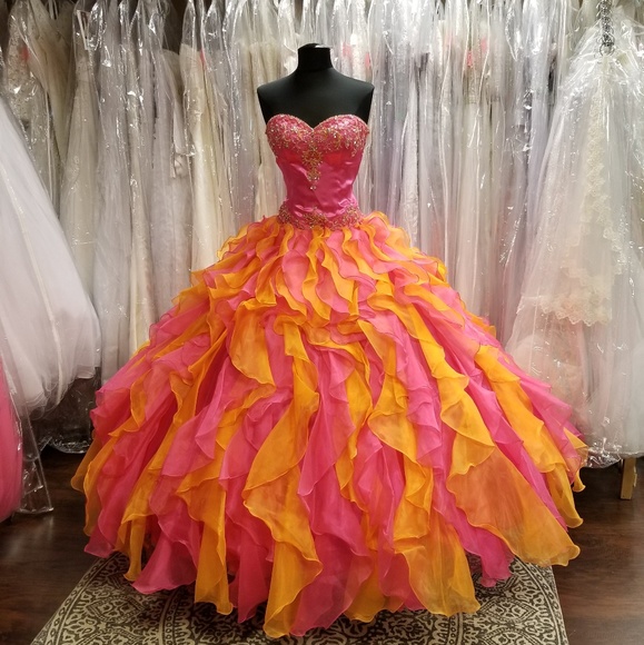 orange ball gown